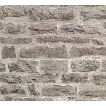 Best of Wood'n Stone, Modern Wood Stone Brick Light Gray Wallpaper Roll
