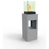 Vertikal Stand and Display Unit with Bio Ethanol Fireburner, Silver Grey
