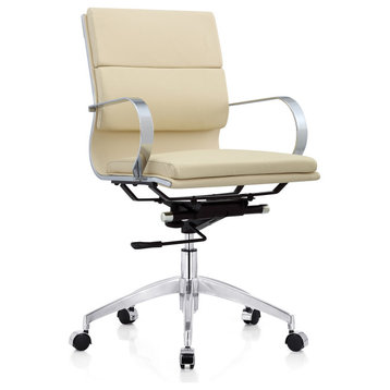 LuvModern Alera Swivel/Tilt Office Chair Soft Leather, Ivory