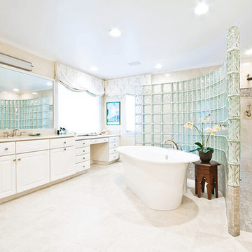 Spa-Inspired Master Bathroom with Glass Block Shower – North Shore MA