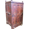 Consigned Antique Wine Chest on Wheels Red Cabinet Vintage Indian Armoire