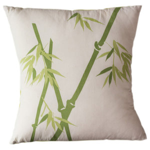 Wild Bamboo On Moss Hand Printed Pillow Asian Decorative Pillows By Sustainable Threads