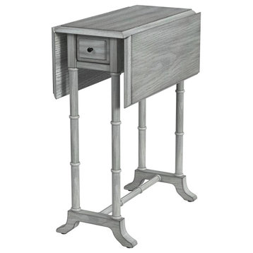 Darrow Drop-Leaf Wood Side Table, Gray