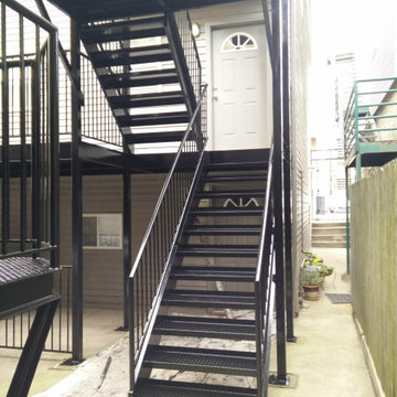 West Town back staircase porch metal refinishing, rust removal