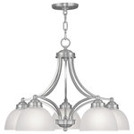 Livex Lighting - Somerset Chandelier, Brushed Nickel - Smooth lines meet gorgeous materials in our Somerset collection. The sleek design will add contemporary class and appeal to your home. This five light chandelier features a brushed nickel finish with satin glass.