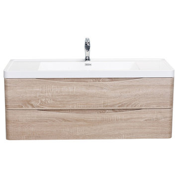 Eviva Smile 48 White Oak Modern Bathroom Vanity Integrated Acrylic Single Sink