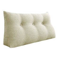 WOWMAX - Bed Rest Wedge Pillow, Back Support Lumbar Pillow, Sofa Pillow, Ivory, 39x20x8 - Bed Pillows