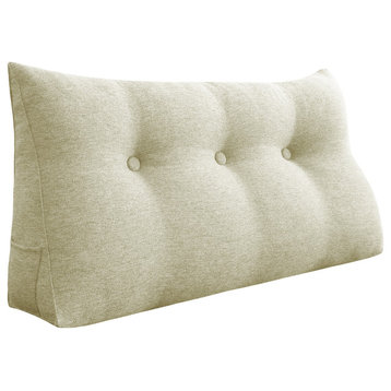 Bed Rest Wedge Pillow, Back Support Lumbar Pillow, Sofa Pillow, Ivory, 39x20x8