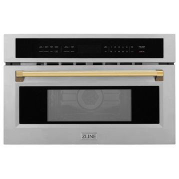 ZLINE 30 In. Autograph Microwave Oven, Stainless With Gold Accents, MWOZ-30-G