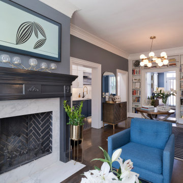 Stately Blue and White Kitchen in Historic Stanton Park