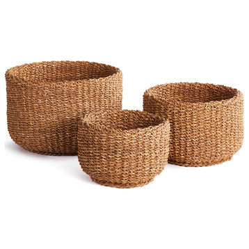 Seagrass Cylindrical Baskets, Set of 3