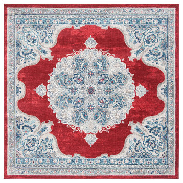 Safavieh Brentwood Collection BNT867 Rug, Red/Ivory, 6'7" Square