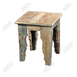 CURVED LEGS WOODEN STOOL - Furniture