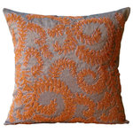 The HomeCentric - Orange Art Silk 16"x16" Beaded Garden Rail Pillows Cover, Orange Whirlwind - Orange Whirlwind is an exclusive 100% handmade decorative pillow cover designed and created with intrinsic detailing. A perfect item to decorate your living room, bedroom, office, couch, chair, sofa or bed. The real color may not be the exactly same as showing in the pictures due to the color difference of monitors. This listing is for Single Pillow Cover only and does not include Pillow or Inserts.