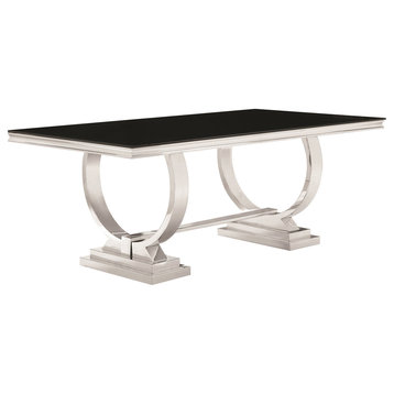 Coaster Furniture Antoine Dining Table with Glass Top in Black 107871