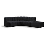 Meridian Furniture - Arc Velvet Upholstered 5-Pc. L-Shaped Modular Sectional, Black - Give your living room or den the perfect blend of style and versatility with this Arc velvet fabric curved modular Sectional. Part of the Arc modular furniture collection, this Sectional comes upholstered in rich black velvet fabric and features deep channel tufting that adds a touch of luxury while enhancing comfort and support. A seamless combination of form and function, this chair can be used with other Arc pieces to create a myriad of configurations in your well-curated room.