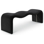 Meridian Furniture - Willow Upholstered Bench, Black, Vegan Leather - Your artsy side comes to life when you add this Willow black vegan leather bench to your living room, entryway, or bedroom. A versatile yet elegant and modern bench that's suitable for many different spaces in your home, this piece is covered from top to bottom in buttery soft black vegan leather, so you get the luxurious and refined look of real leather in a cruelty-free option that requires minimal maintenance and upkeep. A metal inner frame provides structural support for lasting use and enjoyment in any room.