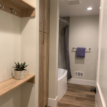 NEW BATH ENTRY CAPTURED FROM AN AWKWARD HALLWAY