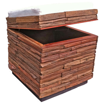 Lanna Reclaimed Wood Storage Stool