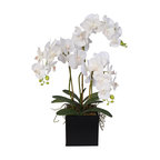 Real Touch Phalaenopsis Silk Orchids in a Metal Planter