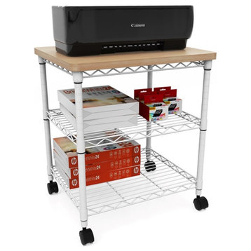 Safco Products Deskside Wire Machine Stand White with Laminate Top