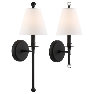Crystorama Riverdale 15" Adjustable Wall Sconce in Black Forged