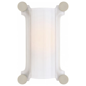Chirac Wall Sconce, 1-Light, Polished Nickel, White Glass, 14"H