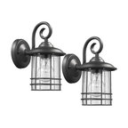 Transitional 1-Light Outdoor Wall Sconces, Set of 2, Black