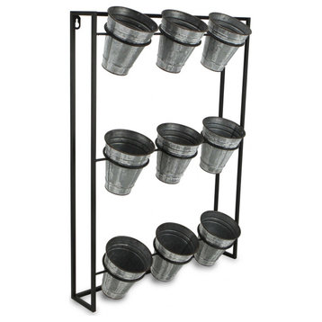 Nine Pot Metal Framed Wall Planter