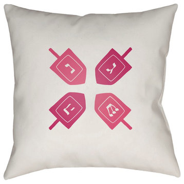 Dreidel II by Surya Poly Fill Pillow, White/Pink, 18' x 18'