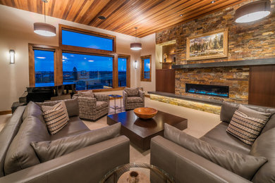 Inspiration for a rustic living room remodel in Portland