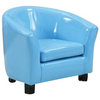 Blue Vinyl Children's Club Chair with Rounded Back and Arms