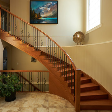 Curved White Oak Staircase Renovation