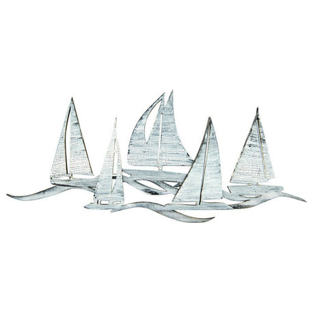 Sailing Fleet Costal, Wooden Wall Decorative Art, Large