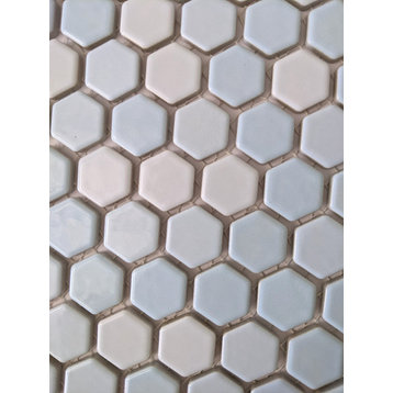 12"x12" Light Blue Hexagon Mosaic Tile, Sample