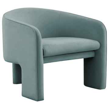 Marla Velvet Accent Chair, Sea Blue
