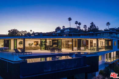 Huge modern one-story exterior home idea in Los Angeles