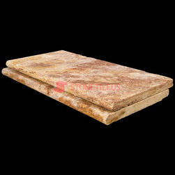 peach blend bullnose travertine pool copings 16x24 - Wall And Floor Tile