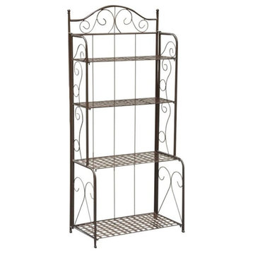 Pemberly Row 4 Tier Iron Bakers Rack in Matte Brown