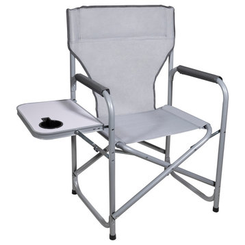 Zenithen Portable Outdoor Directors Folding Chair with Side Table, Gray