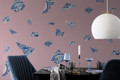 Pink & Blue Plate fragment wallpaper