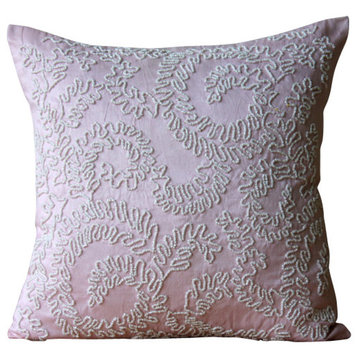 Pearl Swirls Pink Throw Pillows Cover, Art Silk 14"x14" Pillow Cover, Love Note