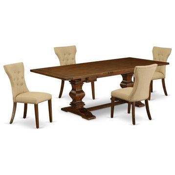 East West Furniture Lassale 5-piece Wood Dining Set in Walnut