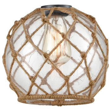 Farmhouse Rope Glass Clear Glass with Brown Rope
