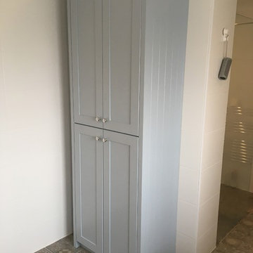 Parma grey painted birch ply bathroom cabinets