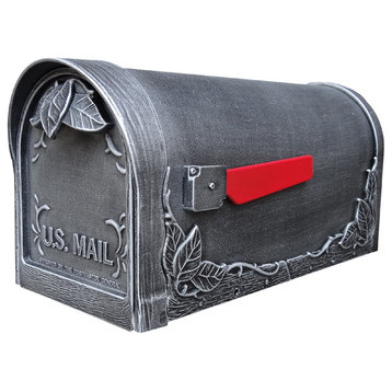 Floral Curbside Mailbox, Swedish Silver