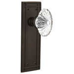 Nostalgic Warehouse - Mission Plate Passage Oval Fluted Crystal Glass Knob, Oil Rubbed Bronze - Complete Passage Set Without Keyhole, Mission Plate with Oval Fluted Crystal Knob, Oil-Rubbed Bronze