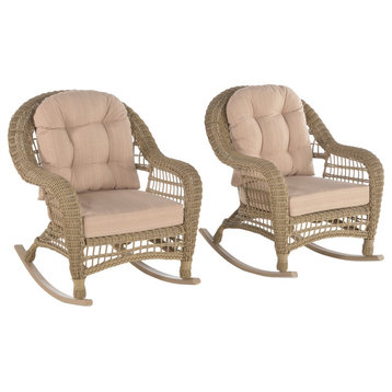 Saturn Collection Outdoor Patio 2-Piece Cappuccino Furniture Rocking Chat Set