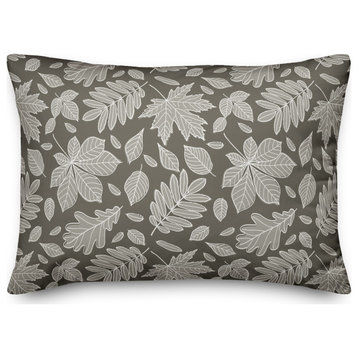 Gray Leaf Pattern 14x20 Spun Poly Pillow
