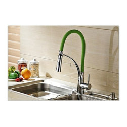 Chrome Kitchen Sink Faucet with Leather Pull Out Tube - Kitchen Faucets